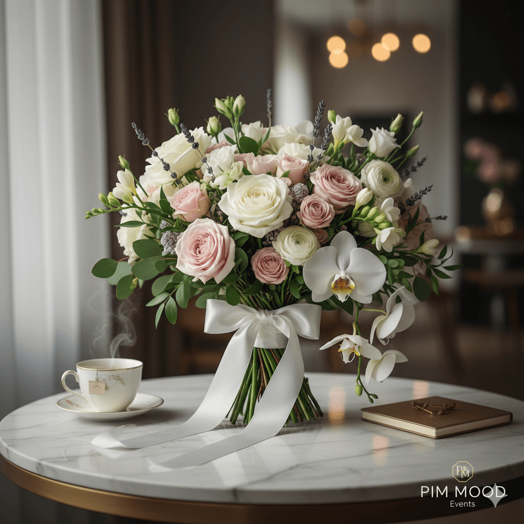 Buchet de mireasa personalizat design floral premium, flori proaspete selectionate pentru evenimente unice PIM MOOD Events